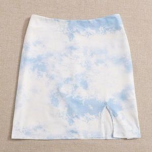 Zip Back Slit Hem Tie Dye Skirt